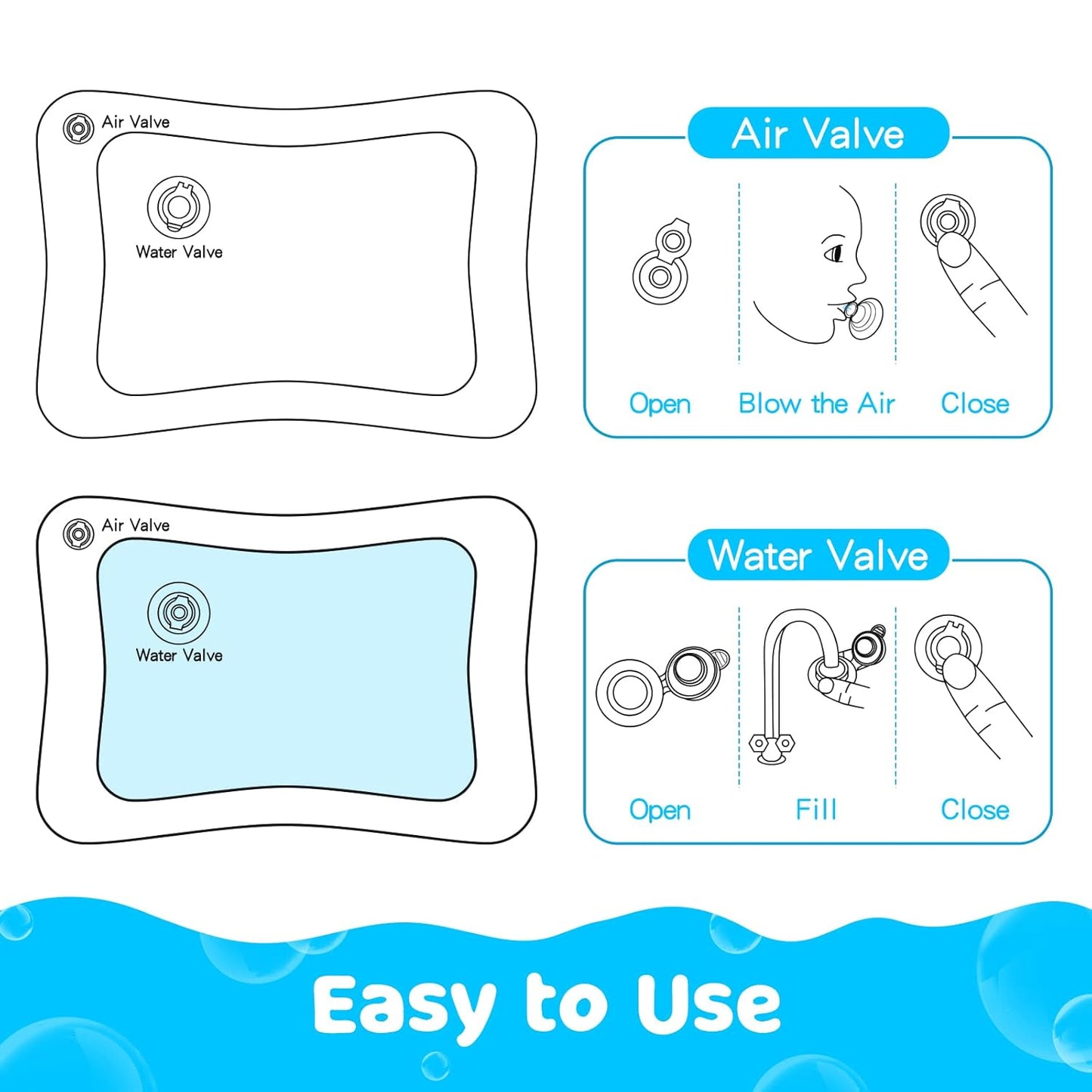 Inflatable Tummy Time Water Play Mat for 3 to 12 Months