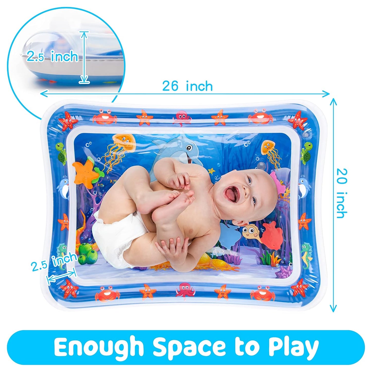 Inflatable Tummy Time Water Play Mat for 3 to 12 Months