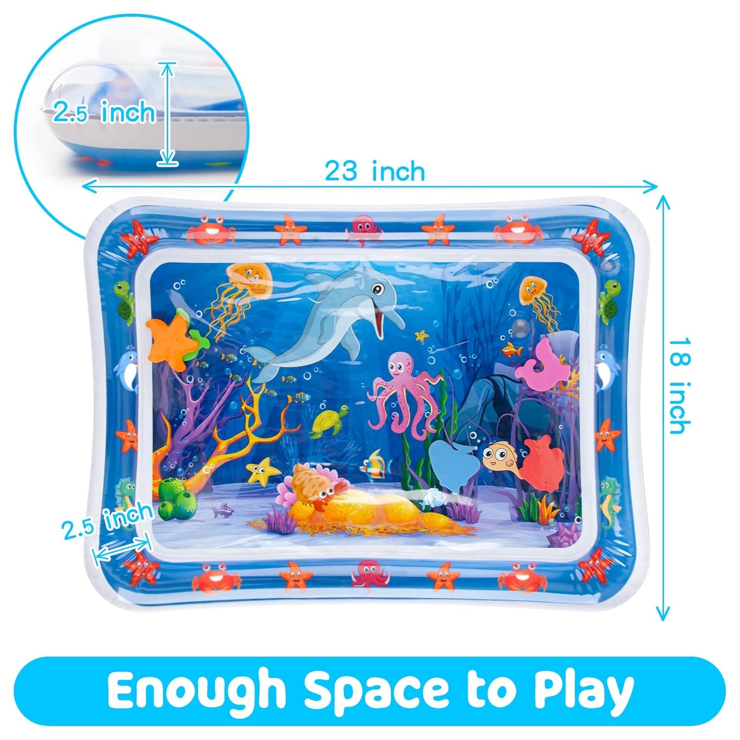 Inflatable Tummy Time Water Play Mat for 3 to 12 Months