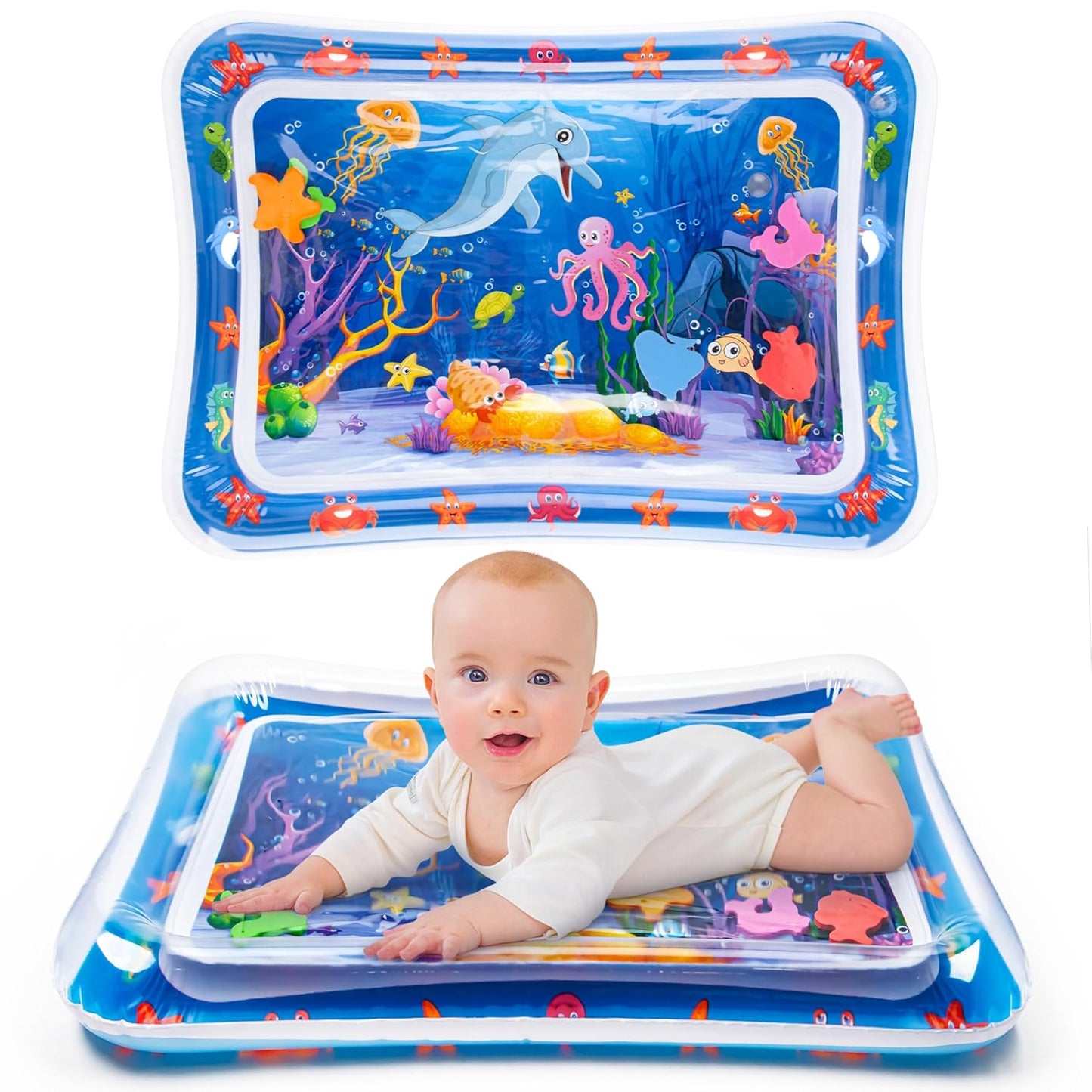 Inflatable Tummy Time Water Play Mat for 3 to 12 Months