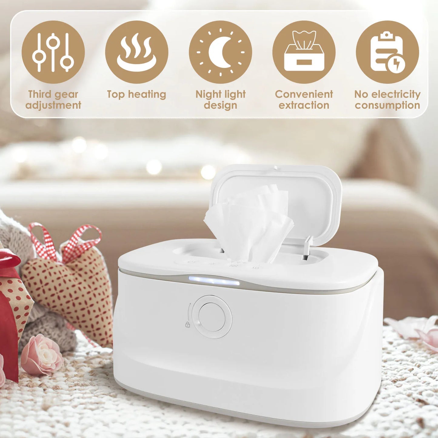 Adjustable Temp Wipe Warmer w/ Nightlight
