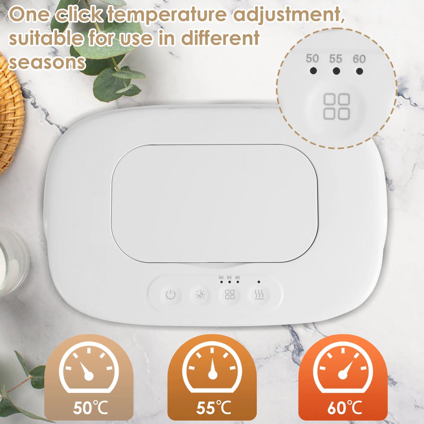 Adjustable Temp Wipe Warmer w/ Nightlight