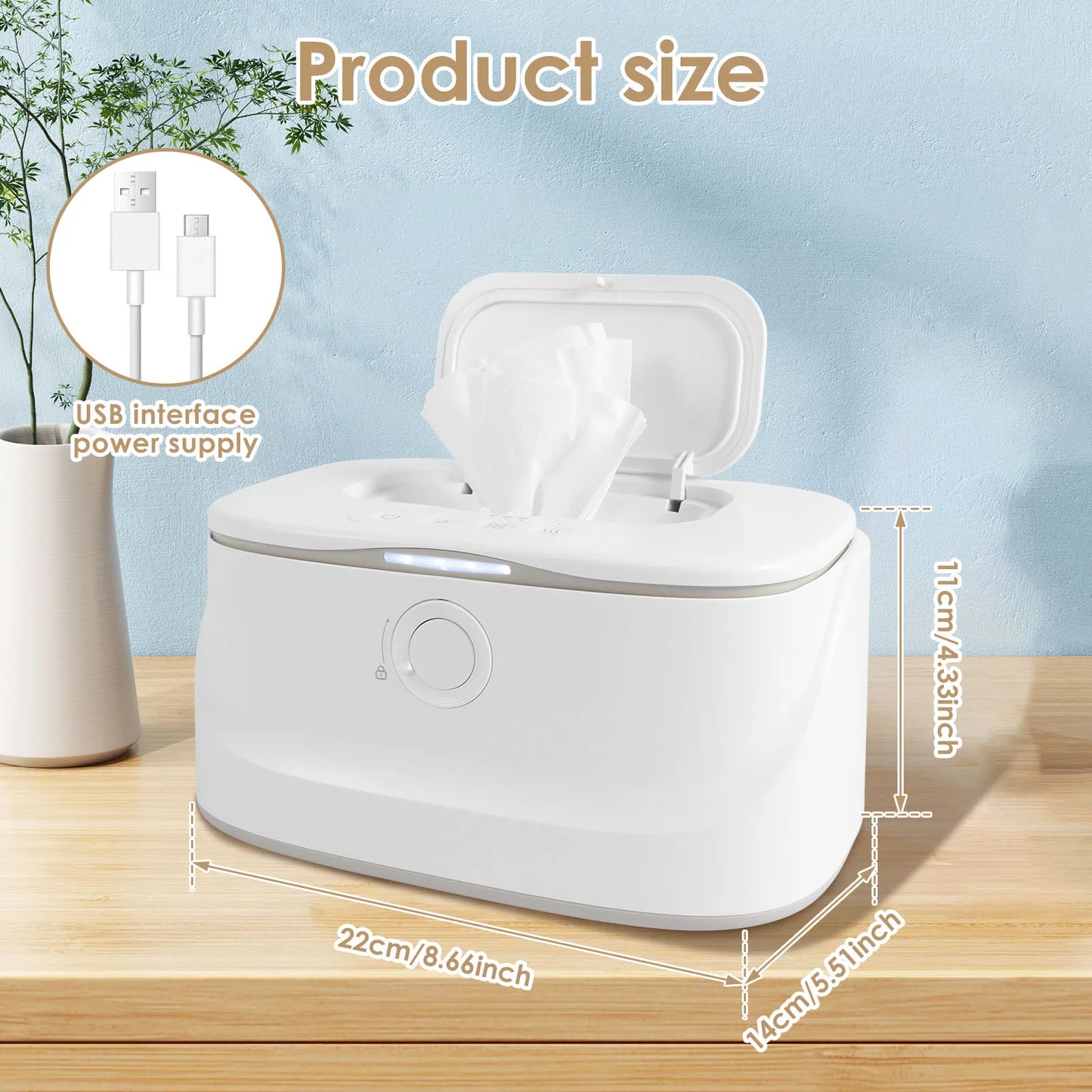 Adjustable Temp Wipe Warmer w/ Nightlight