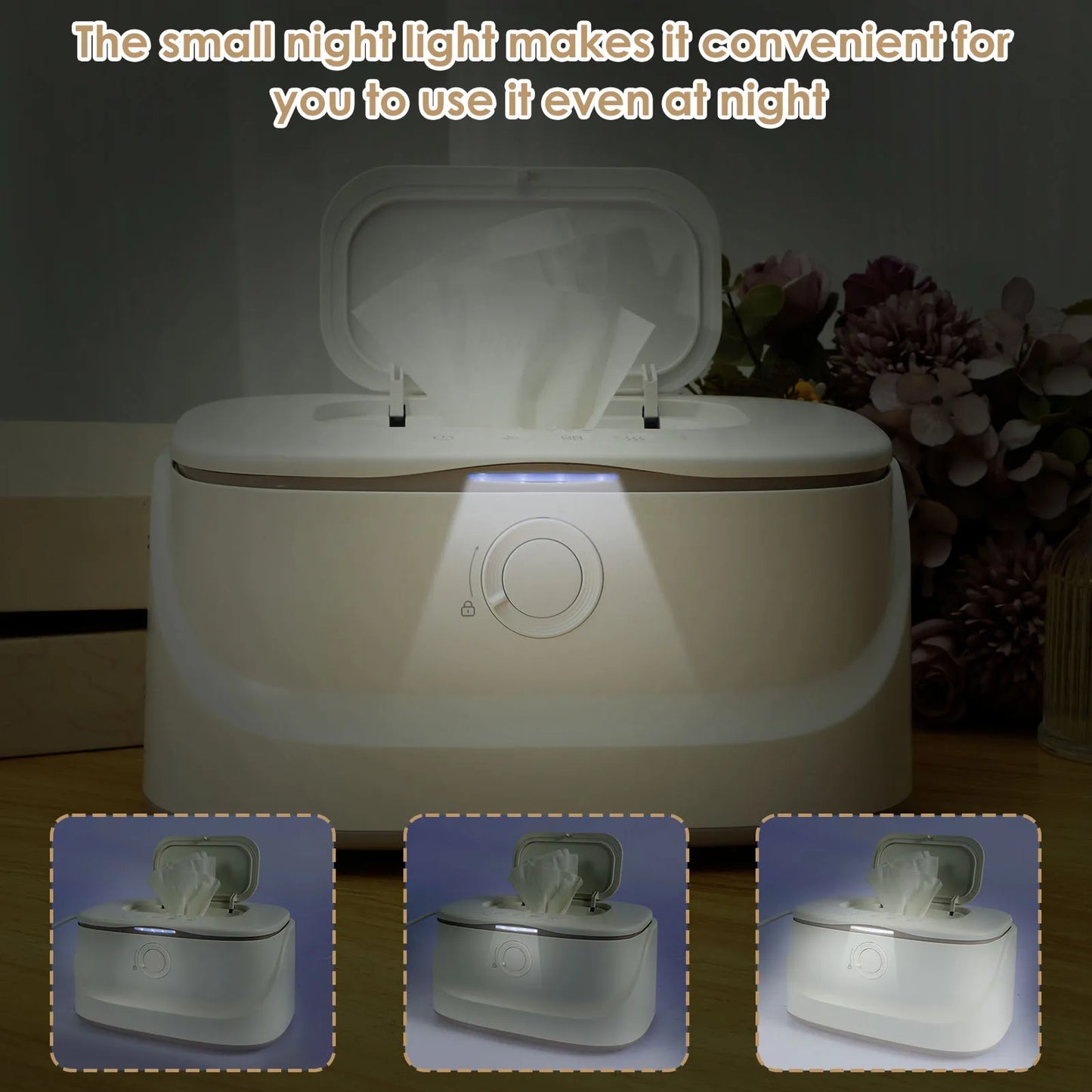 Adjustable Temp Wipe Warmer w/ Nightlight