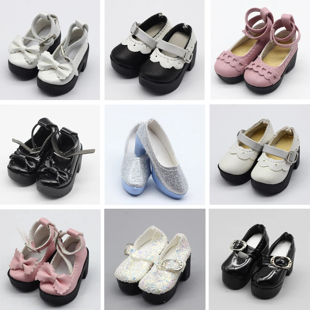 1 Pair 1/4 BJD Pu Leather Doll Shoes for Little 16 Inches Sharon Doll Clothing Accessories Toys 6.3*2.5Cm