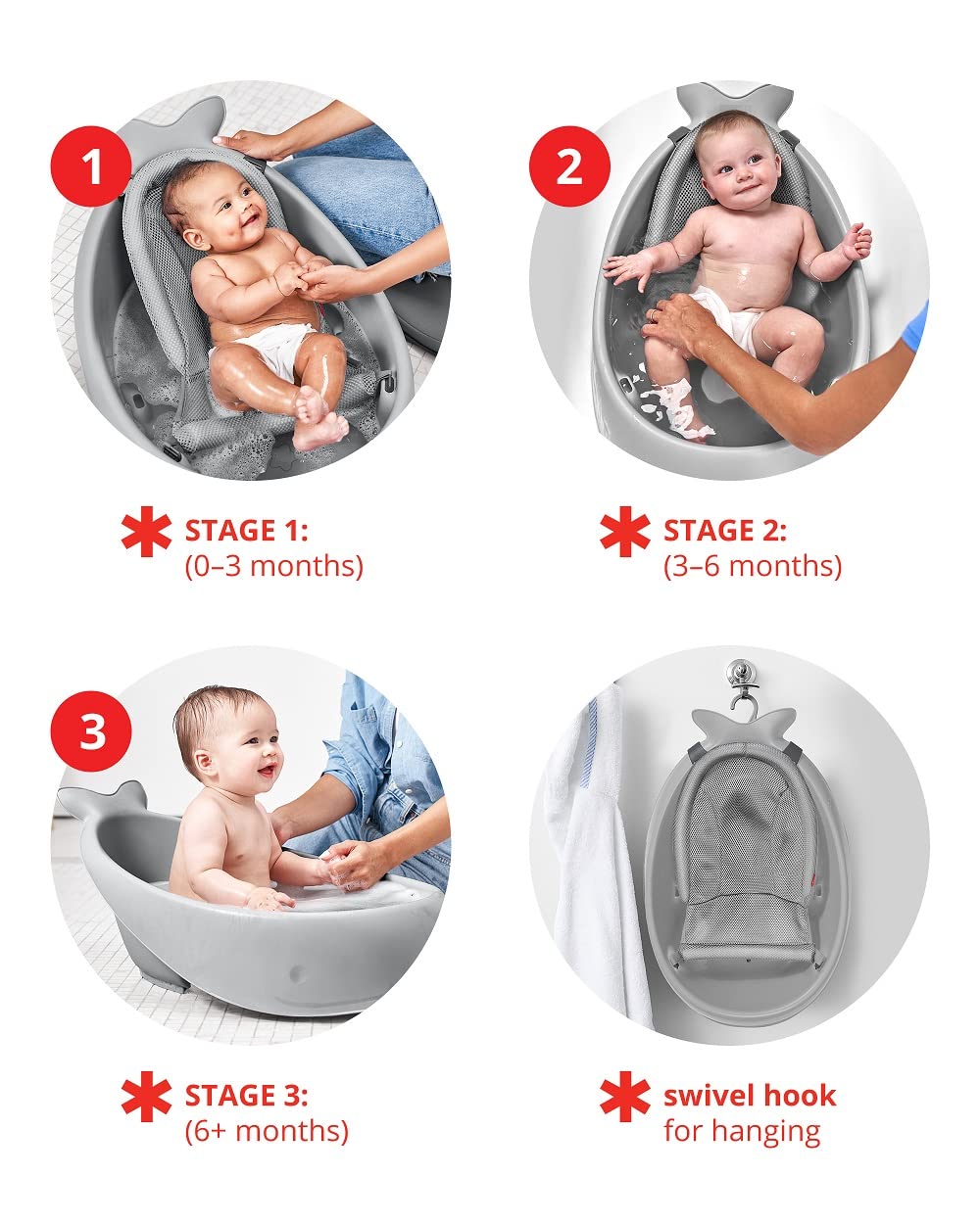 Infant Bath Tub 3-Stage Grow with Baby Smart Sling 