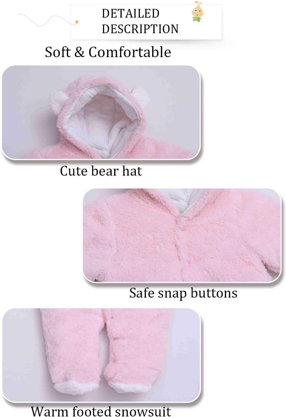 Unisex Baby Winter Coats Cute Newborn Infant Jumpsuit Snowsuit Bodysuits Registry for Baby Essentials Stuff