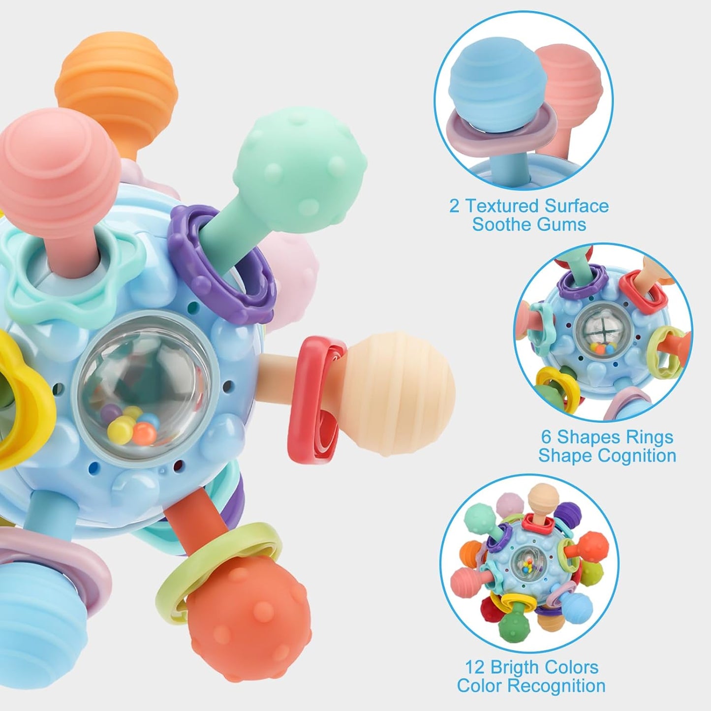 Sensory Teething Toys for Babies 0-18 Months