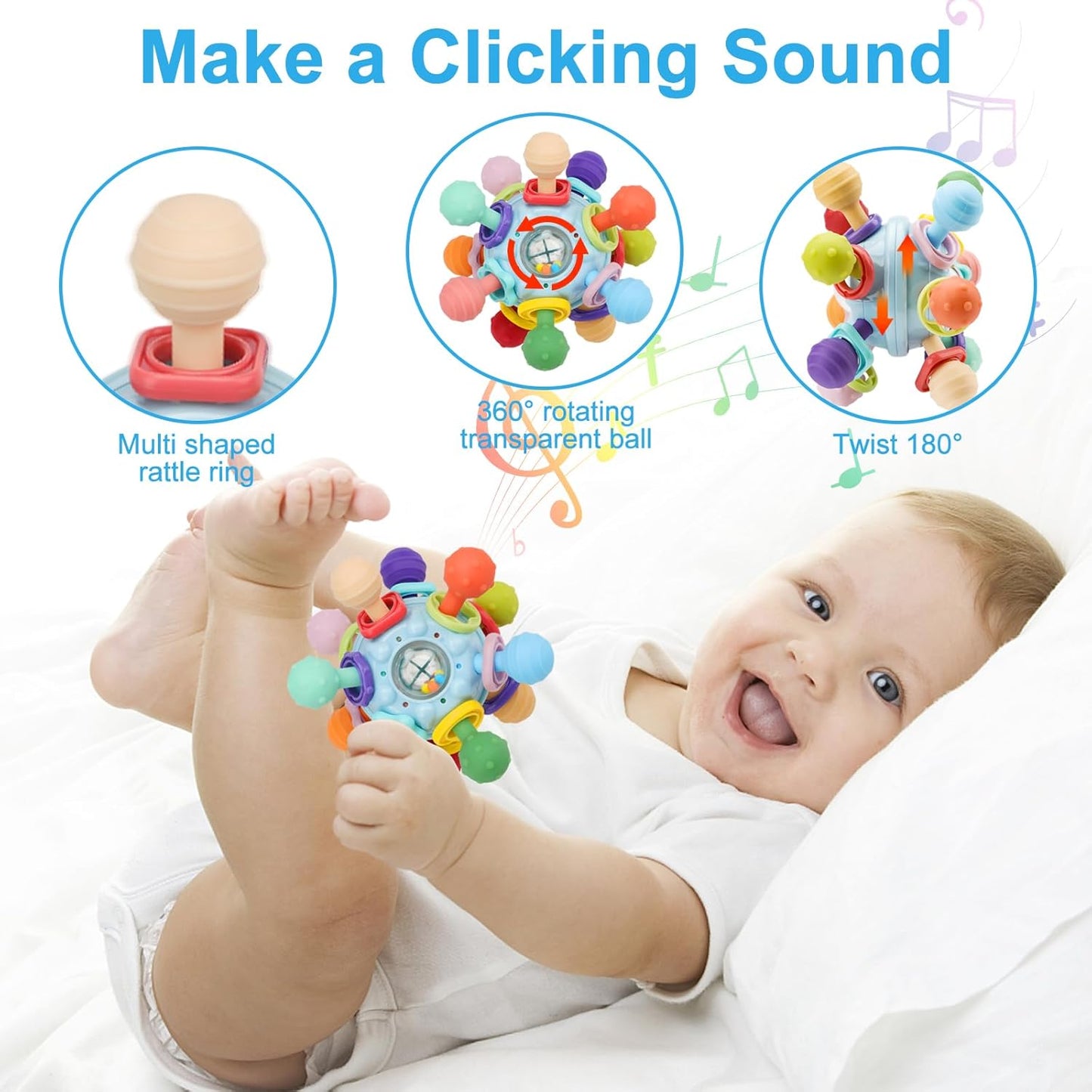 Sensory Teething Toys for Babies 0-18 Months