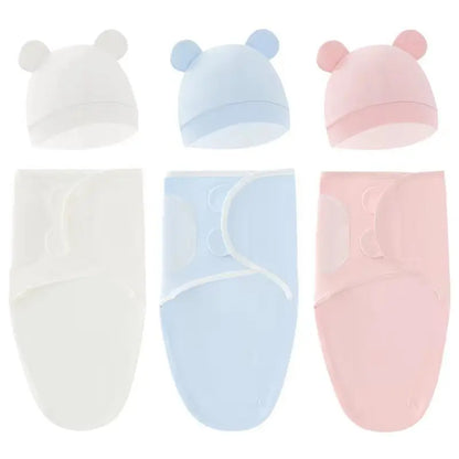 Baby Swaddle Blanket w/ Hat Set